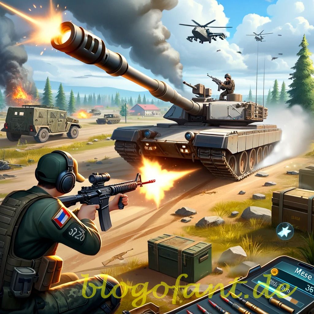 DALL·E 2023 10 20 10.29.11 Illustration of a Call of Duty Mobile game scene where a player is using anti tank weapons to target an armored tank