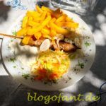 Griechisches Essen, Souvlaki mit Pommes und Reis, Griechische Köstlichkeiten