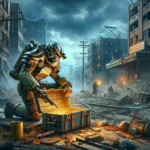 DALL·E 2024 04 25 17.39.51 A creative depiction of a post apocalyptic scene for Fallout 76 Secret Tips and Tricks. The image features a character typical of the Fallout univ